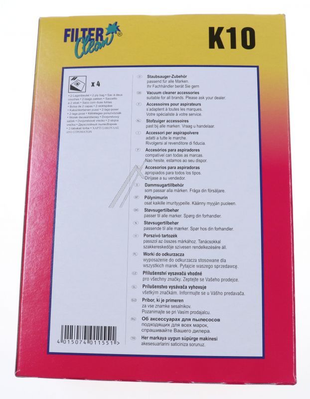 Filter Clean Staubbeutel für Dunstabzugshaube 000773K 4 Stück