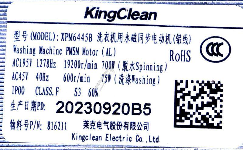 Waschmaschinenmotor für Hisense/Gorenje 816211 BPM 54/60 Kingclean