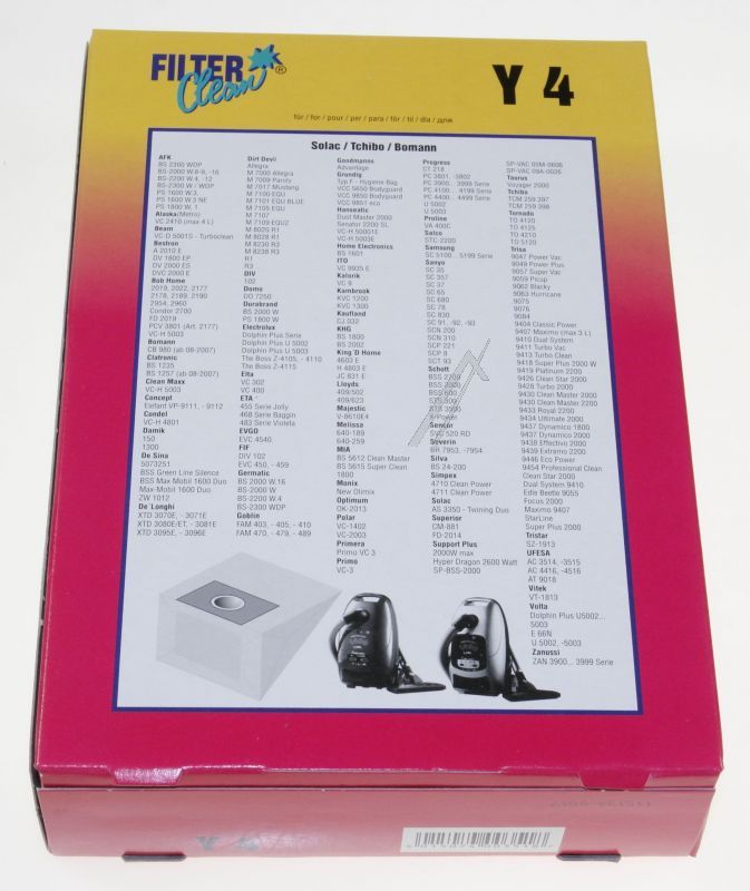Y4-Beutel für Staubsauger Filterclean 000118K 5er-Pack