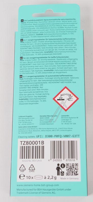 Reinigungstabletten für Kaffeemaschine Bosch Siemens 00312433 Für Vollautomaten 10x2,2g