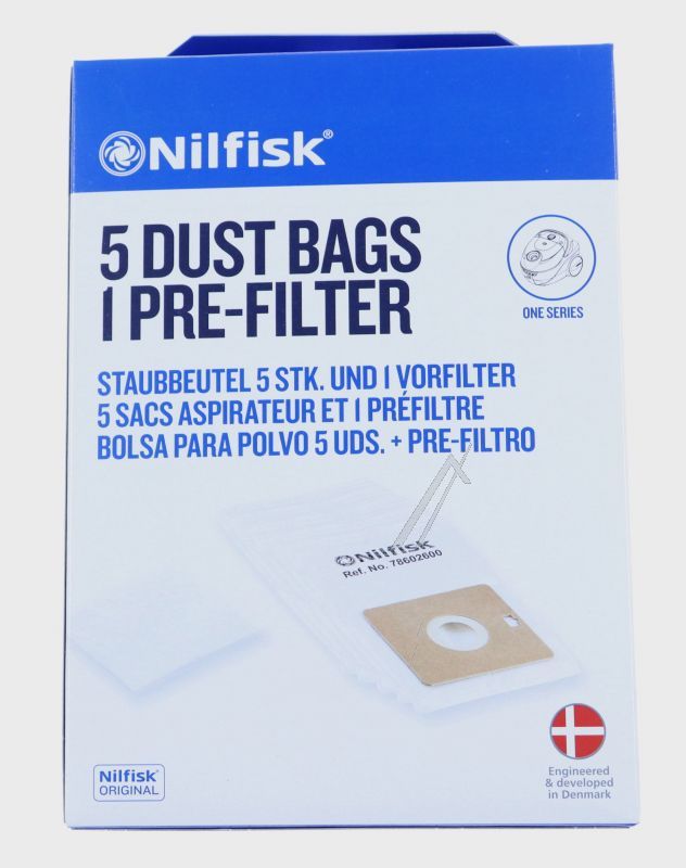 Nilfisk Staubsaugerbeutel 78602600 5 Stück + Filter für Nilfisk Staubsauger