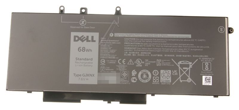 Lithium-Ionen-Akku für Waschmaschine Dell Gjknx 68 Wh, 4 Zellen