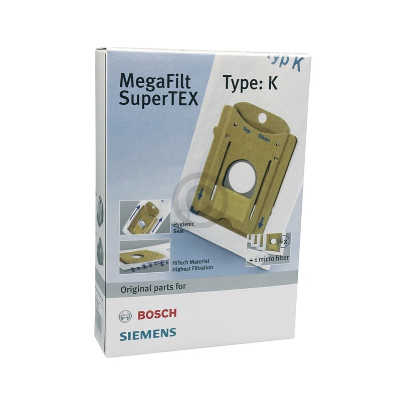 Filterbeutel BOSCH 00468265 TypeK für Bodenstaubsauger 4Stk + Mikrofilter