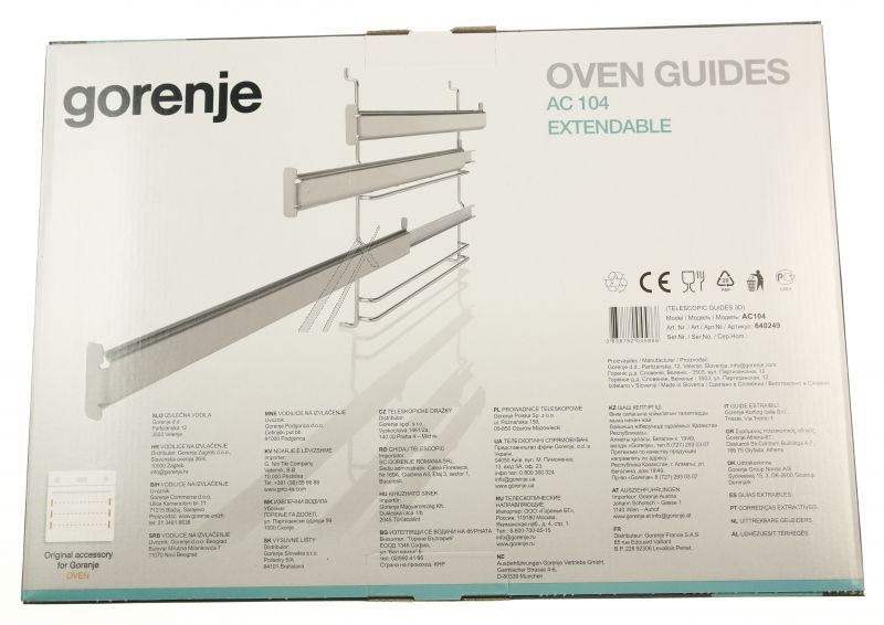 Teleskopauszug für Ofen Hisense/Gorenje 640249 Teilauszug 3-fach AC104