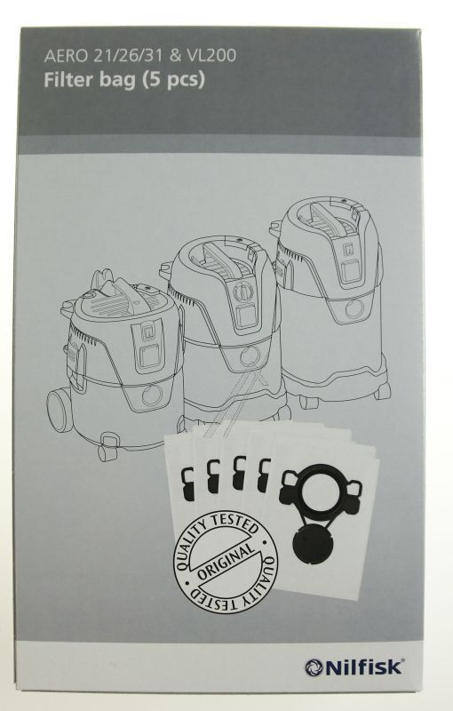 Vliesfilterbeutel für Nilfisk Staubsauger 107419590 Aero 5 Stück