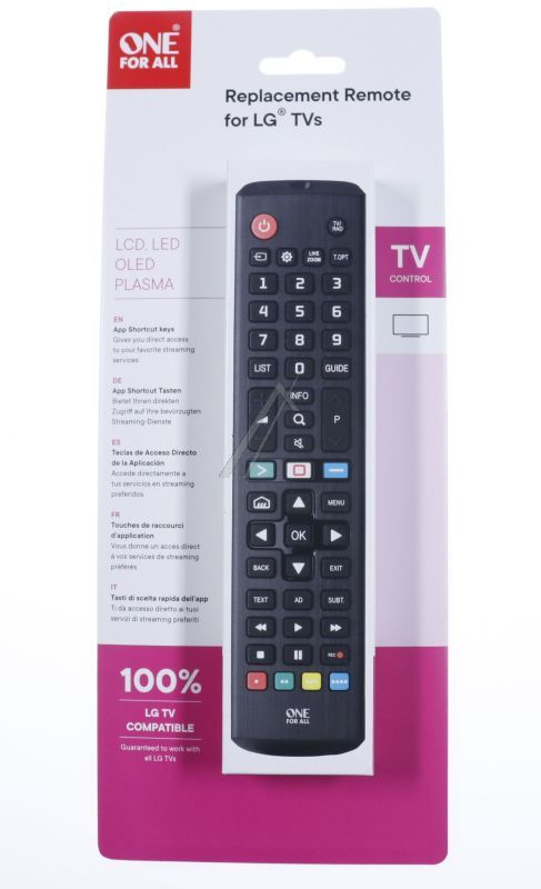 Fernbedienung für LG Fernseher One For All URC4911 Streaming-App-Tasten