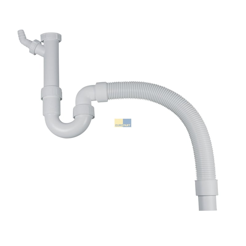 Siphon 1 1/2"x40/50mm flexibel formbar mit Geräteanschluss weiß für Spülbecken