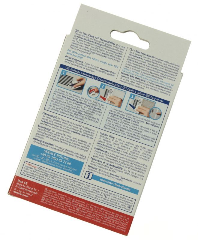 Clean Air L Feinstaubfilter für Laserdrucker Tesa 50380 Klettbefestigung