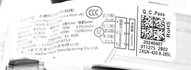 Waschmaschinenmotor für Waschmaschine Midea 11002015018757 bürstenlos Gleichstrom Zxgn-420-8-224l-4