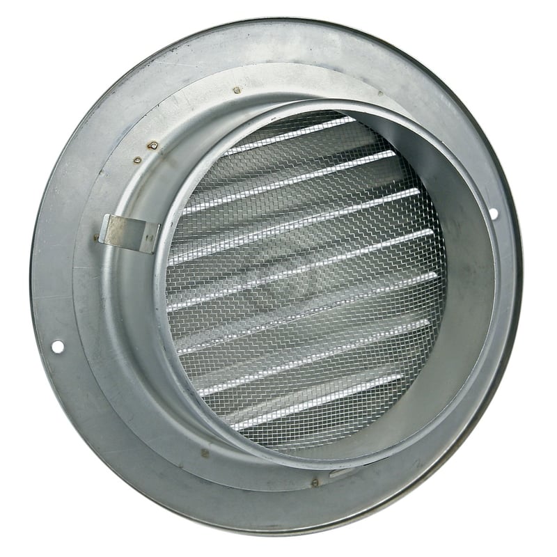 Lüftungsgitter 125erR Edelstahl gebürstet, mit Netz