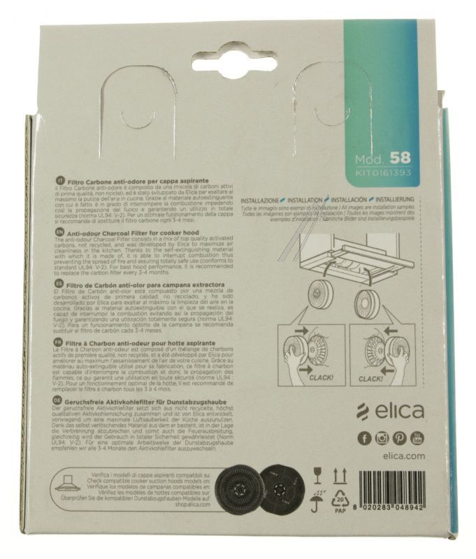 Aktivkohlefilter Set für Dunstabzugshaube Elica KIT0161393 2 Stück
