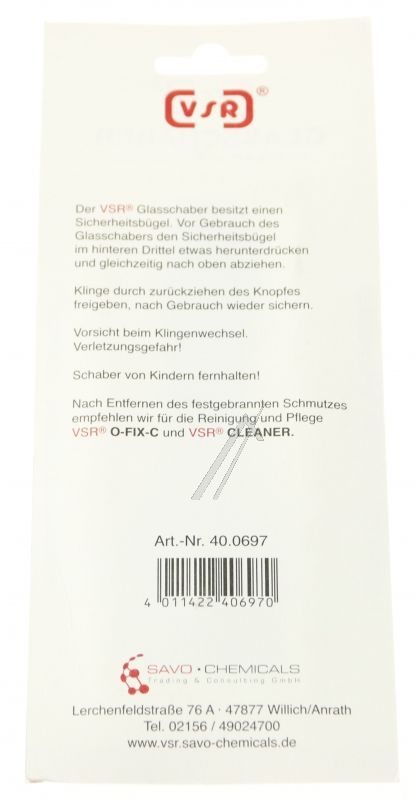 VSR Glasschaber für Ofen Küppersbusch 507131 Glaskeramik Reinigung