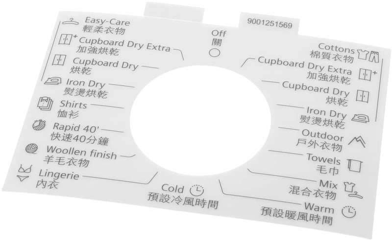 Legende 12017382 für Bosch Trockner 12017382 Wäschetrockner-Komponente