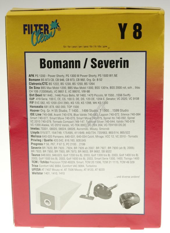 Y8-Beutel für Staubsauger Filterclean 000128K 5er-Pack