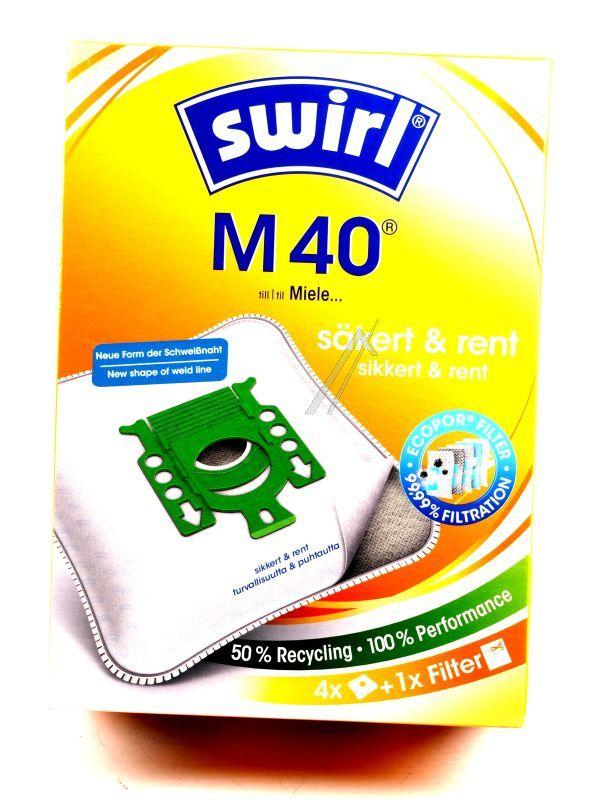 Staubsaugerbeutel M40 für Staubsauger Melitta 99753 6786231 4 Stück, Airspace Green Line