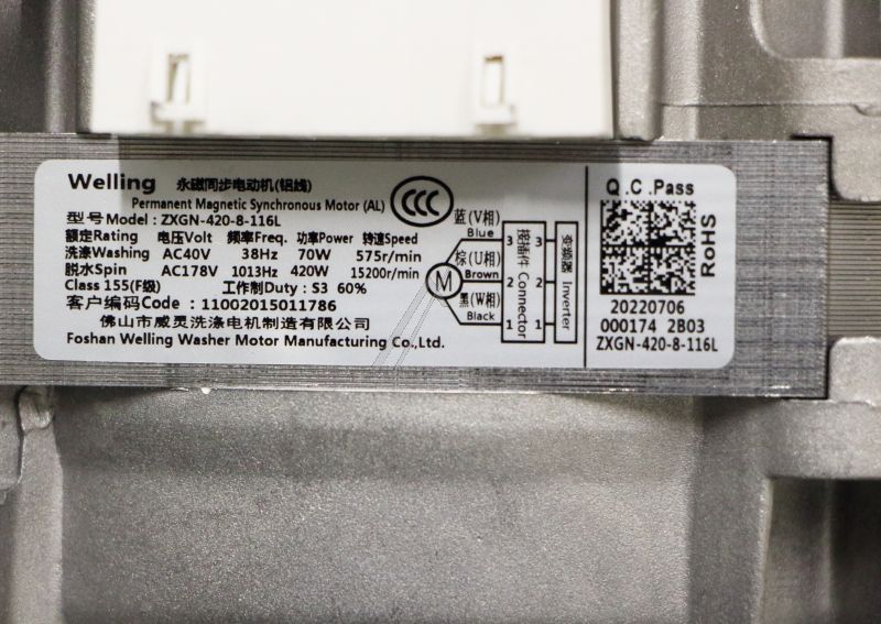 Zxgn-420-8-116l-Motor für Midea Waschmaschine 11002015011786 bürstenloser Gleichstrommotor