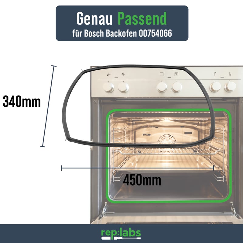 Backofen Türdichtung - AT wie Bosch 00754066 - Dichtung für Bosch, Siemens, Neff, Constructa
