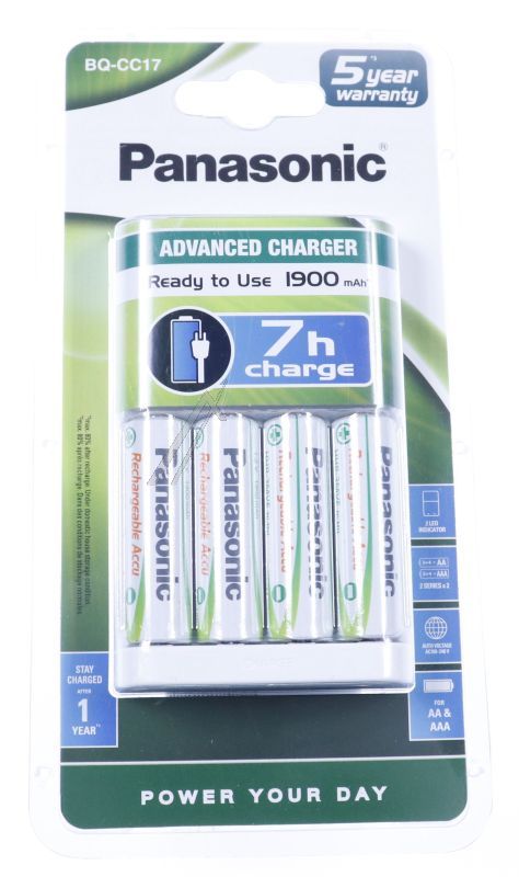 Batterieladegerät BQ-CC17 für Staubsauger Panasonic KKJ17MGD40E Komplett-Set 4x AA