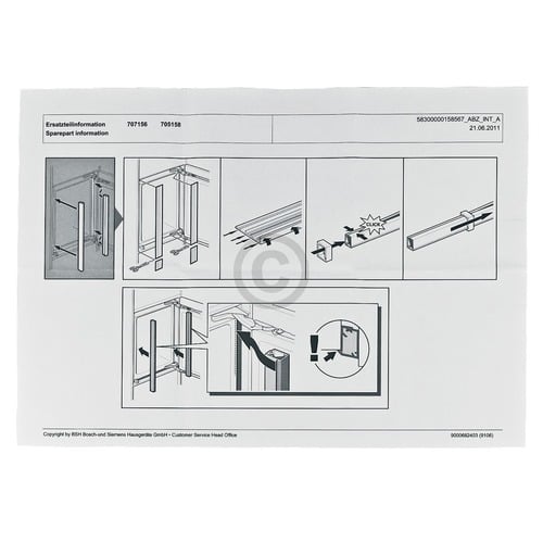 Seitenleiste BOSCH 00707158 für EinbauKühlschrank Küchenkorpus