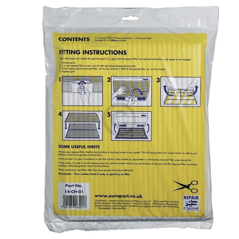 Filterset universal Kohlefiltermatte 570x470mm Vliesfiltermatten zuschneidbar für Dunstabzugshaube