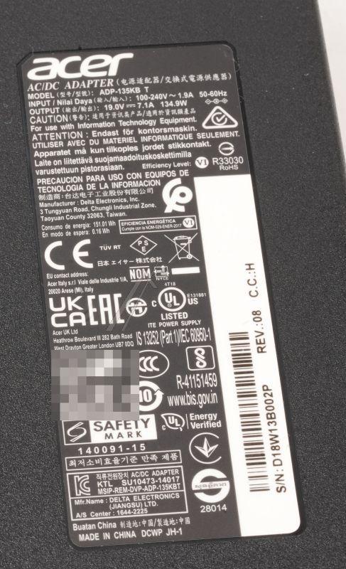 AC-Adapter 7.1A 19V TYPE-C für Trockner Acer 25T6WM5003 Stromversorgung