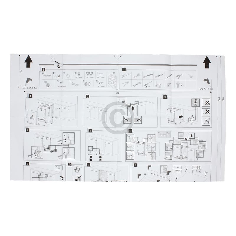 Einbausatz Türbefestigung für Möbeltüre beko 1784430046 an Geschirrspüler