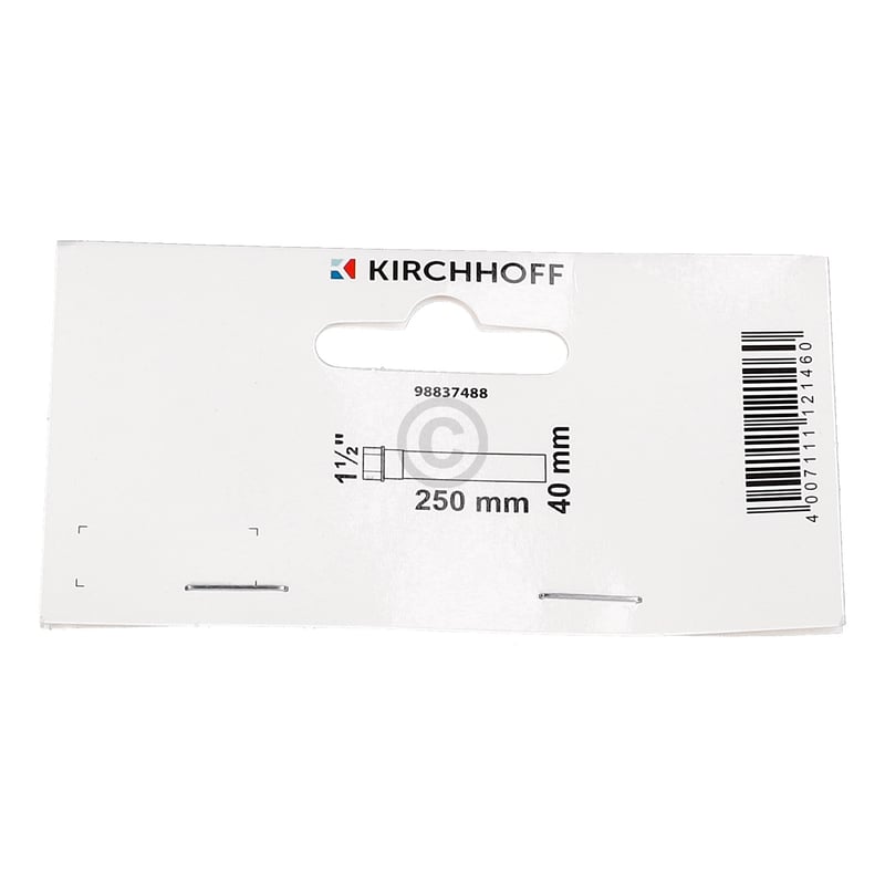 Verlängerungsrohr 1 1/2"x 250mm für DN4mm Siphon KIRCHHOFF 98837488 für Spüle