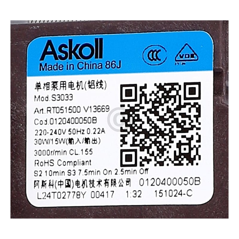 Ablaufpumpe 0120400050B Haier 49096600 für Geschirrspüler CANDY/ HOOVER