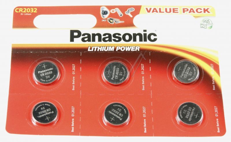 Lithium-Knopfzelle für Panasonic Staubsauger CR2032L6BP 6er Blister
