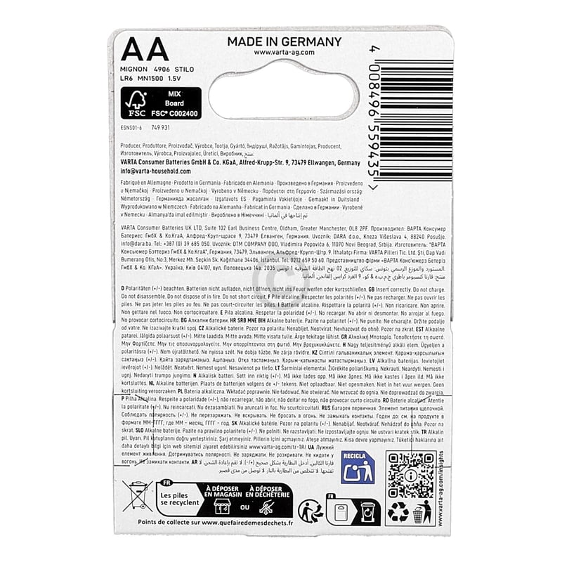 Batterie Mignon AA Longlife Power VARTA 04906121414 4Stk Varta