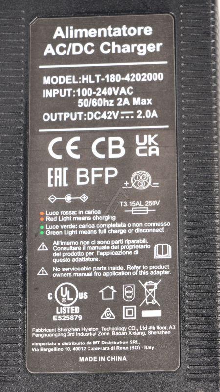 Ladegerät 42V 2A EU-Stecker Aprilia APTU_13 HLT-180-4202000 für Tuareg E-Scooter