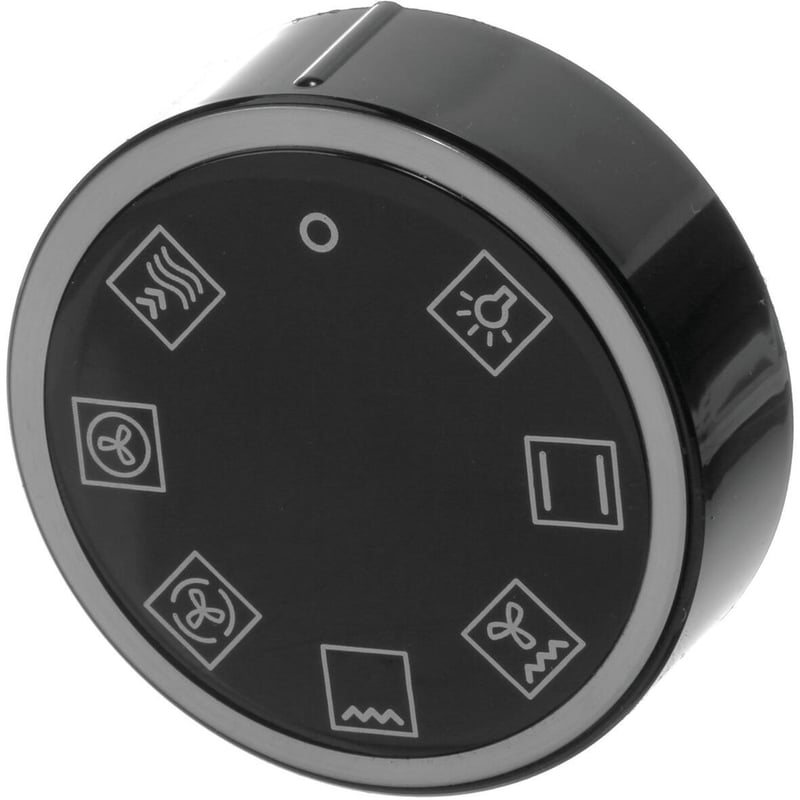 Drehgriff-Vorwahl rund, feststehend, schwarz, unbeleuchtet,Bedruckung: hellgrau 10011607