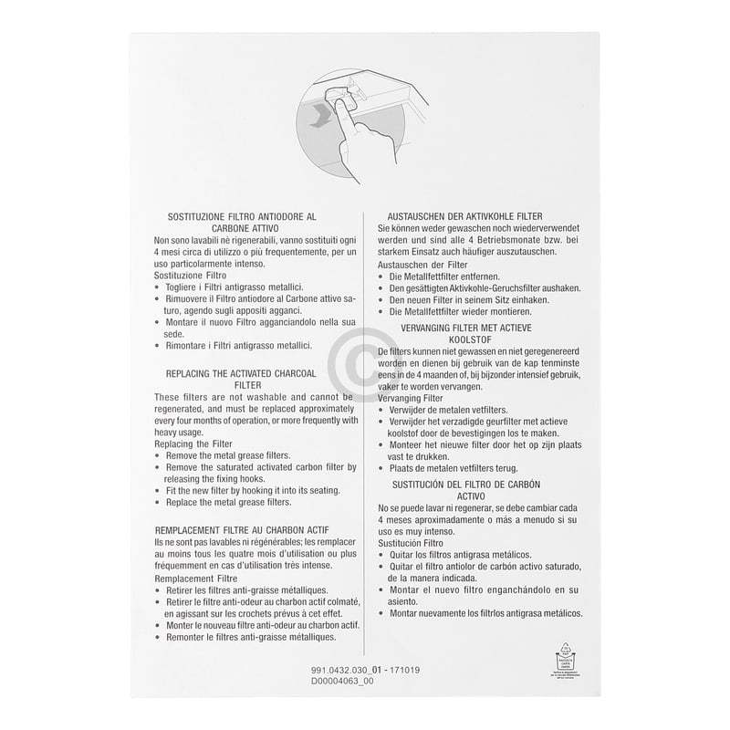 Aktivkohlefilter Electrolux 9029866374 für Dunstabzugshaube Electrolux
