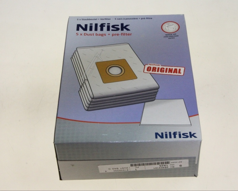 Staubsaugerbeutel Nilfisk 81846000 GM200/GM300/GM400 5er Pack mit Vorfilter