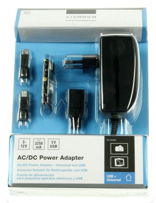 Vivanco PAH 30 Netzteil für Staubsauger, 2250mA, vielseitig