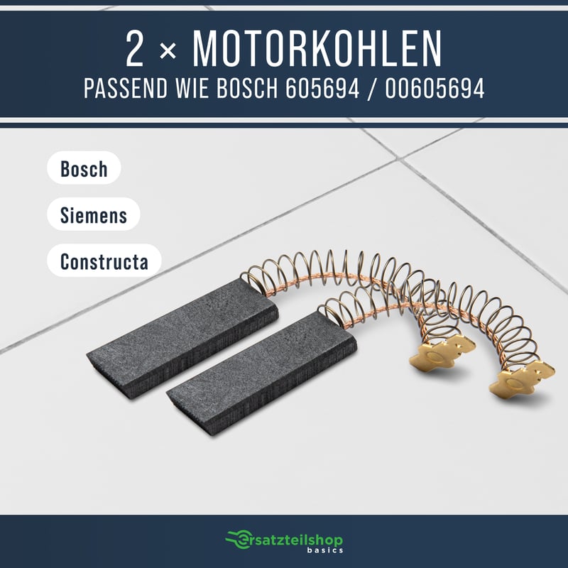 Motorkohlen [2er Set] 12,5x5x43mm 4,8mmAMP wie 00605694 605694 Bosch, Siemens, Neff für Waschmaschinen/Trockner