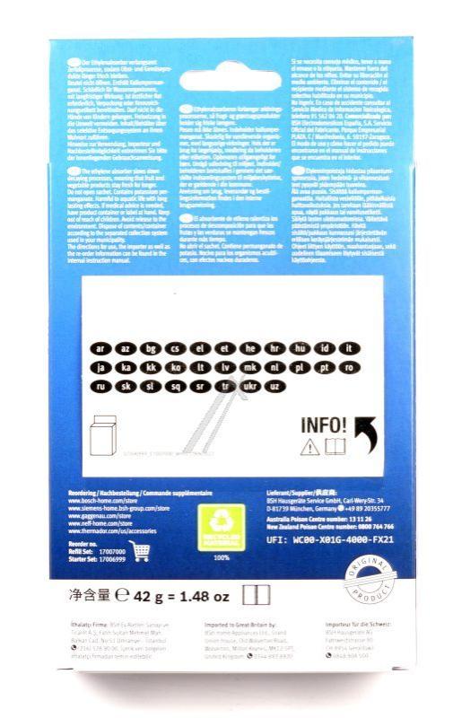 FreshProtect Ethylen-Absorber Starterkit für Kühlschrank Bosch Siemens 17006999 Frische, Haltbarkeit