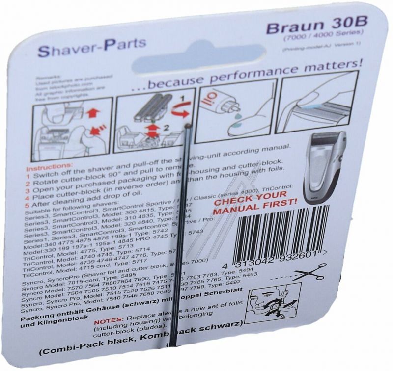 Braun 30B Scherkopf-Set für Rasierer Newspeak - Klingenblock, Scherfolie