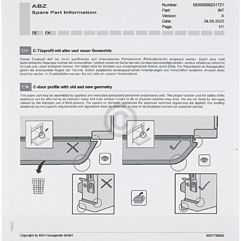 Außenfenster für Türe SIEMENS 00776102 in Backofen