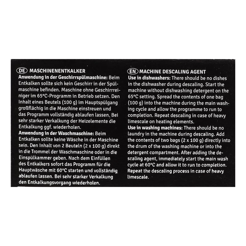 Maschinenentkalker PADOMA für Geschirrspüler Waschmaschine 2x100g 10108528