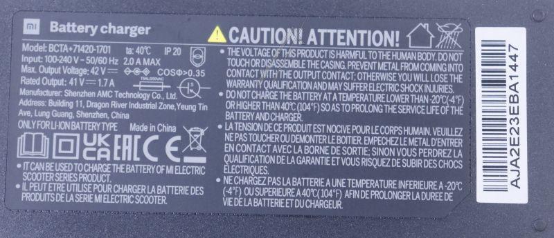 Ladegerät 36V Xiaomi C002470001400 mit 41,7V Ausgang DC 8mm Stecker für E-Scooter