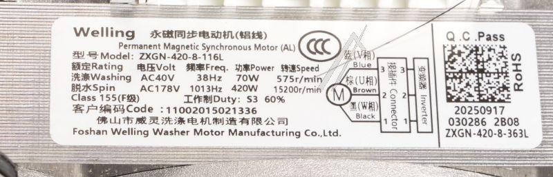 Gleichstrommotor Zxgn-420-8-116l-3 für Waschmaschine Midea 11002015021336 Bürstenlos