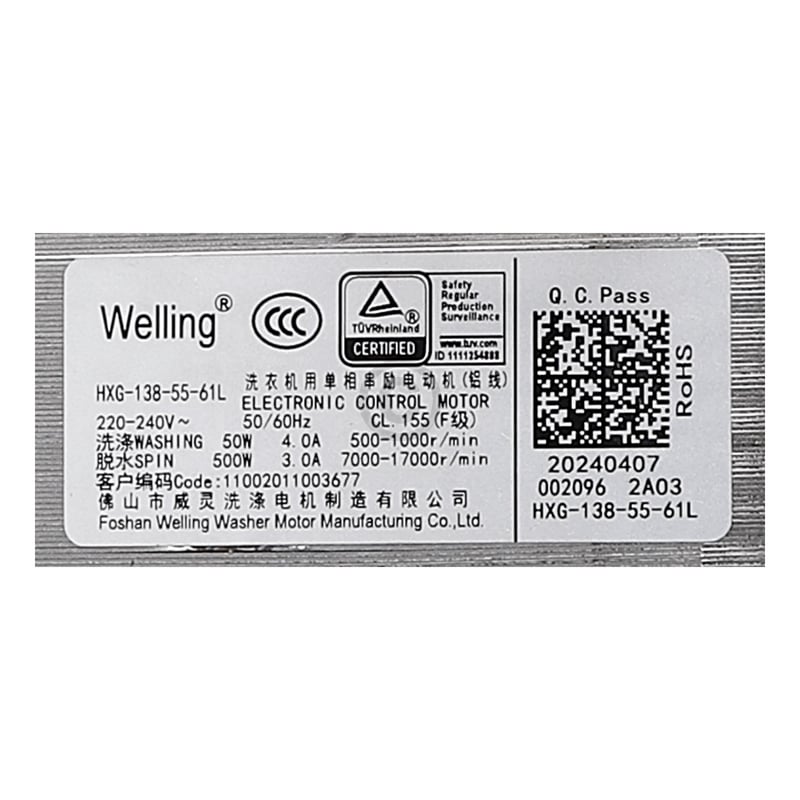 Universalmotor für Waschmaschine Midea 11002011003677 Hochleistung, langlebig