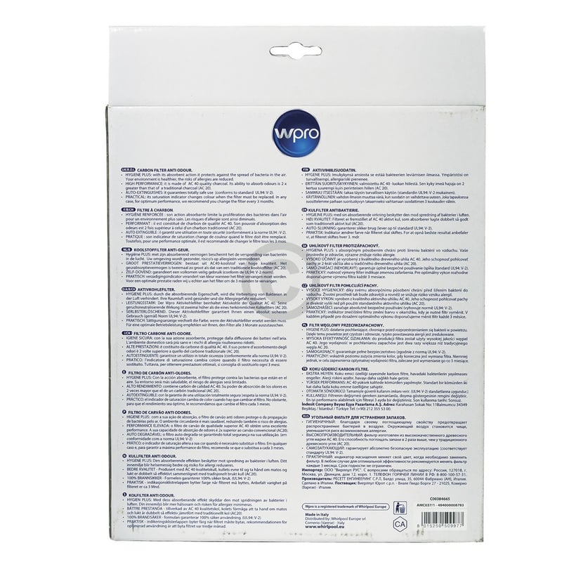 Kohlefilter Type48 Whirlpool 484000008783 AMC037 Wpro 233mmØ für Dunstabzugshaube