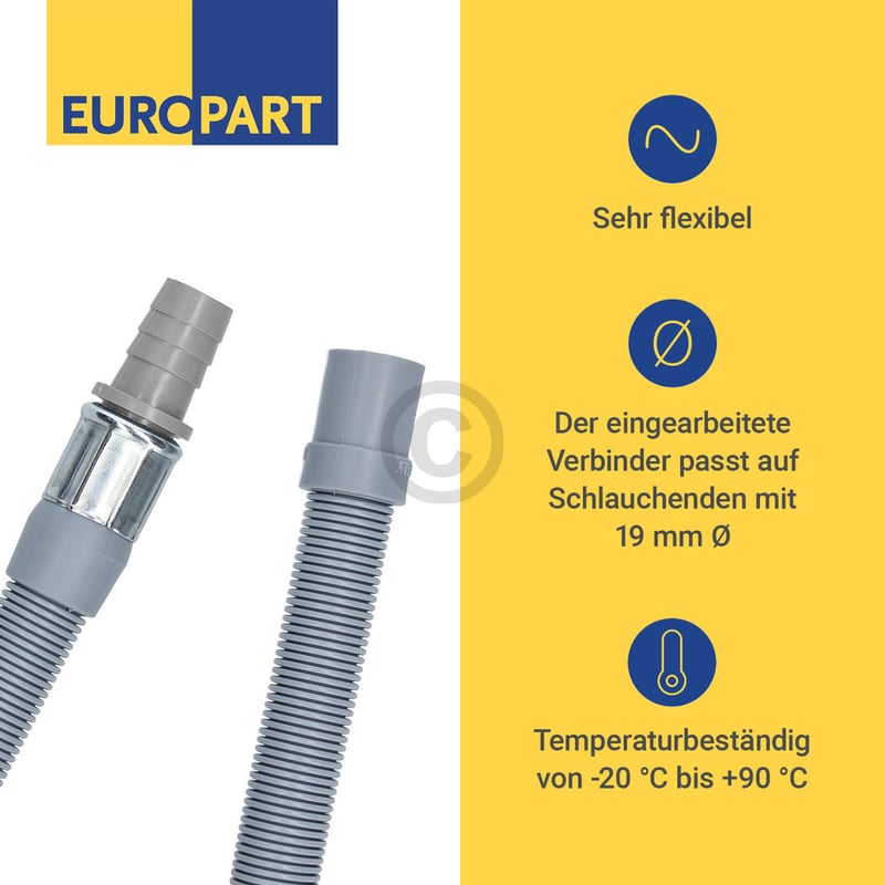Ablaufschlauchverlängerung 1m für 22mmØ 19mmØ an Waschmaschine Geschirrspüler