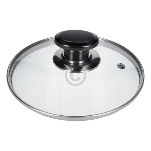 Glasdeckel universal 160mmØ mit Knopfgriff und Edelstahlschutzrand für Töpfe Pfannen