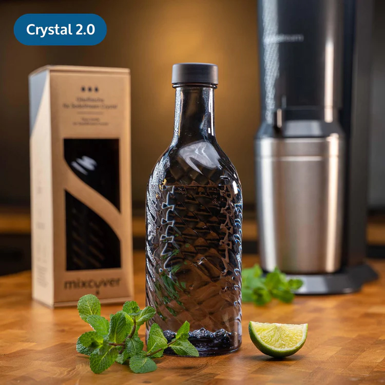 Elegante Glasflasche (grau) für den SodaStream Crystal 2.0