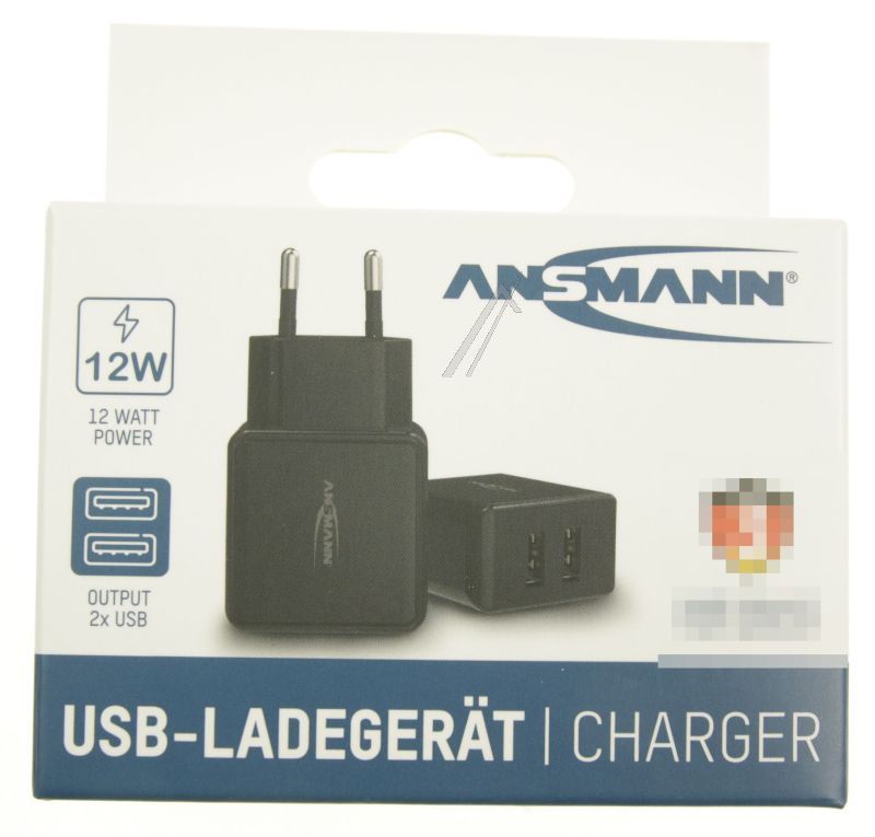 Ansmann Staubsauger Netzteil 10010106 Doppel-USB-Ladegerät 2,4A