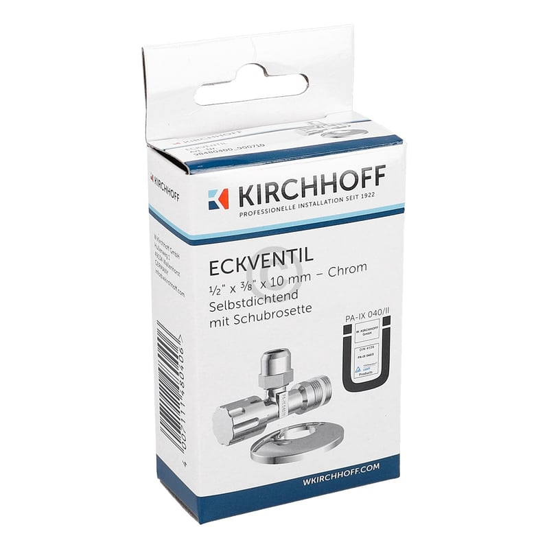 Eckventil 1/2"x3/8"x10mm selbstdichtend für Armatur KIRCHHOFF 98480400 KIRCHHOFF
