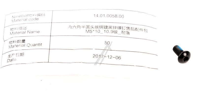 Zylinderschraube mit rundem Kopf Segway-Ninebot 14.01.0058.00 für E-Scooter ES2 ES4 F2 Pro P65 P100 GT1